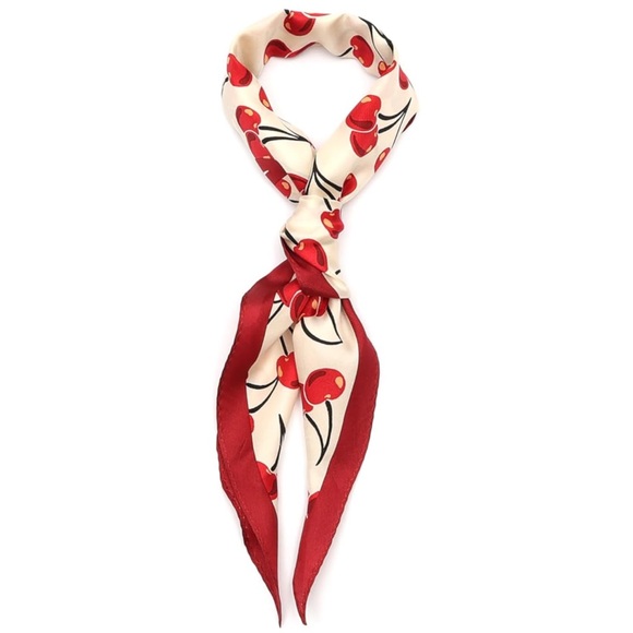 New Coach Cherry Print Red and White Scarf - Picture 2 of 6
